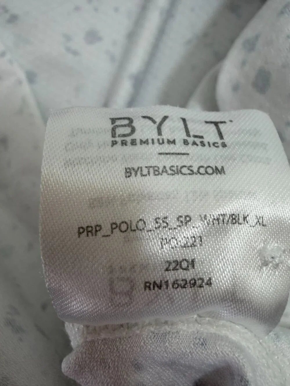 BYLT Premium Basics Men Performance Polo Shirt Mens XL White Black Splatter Golf